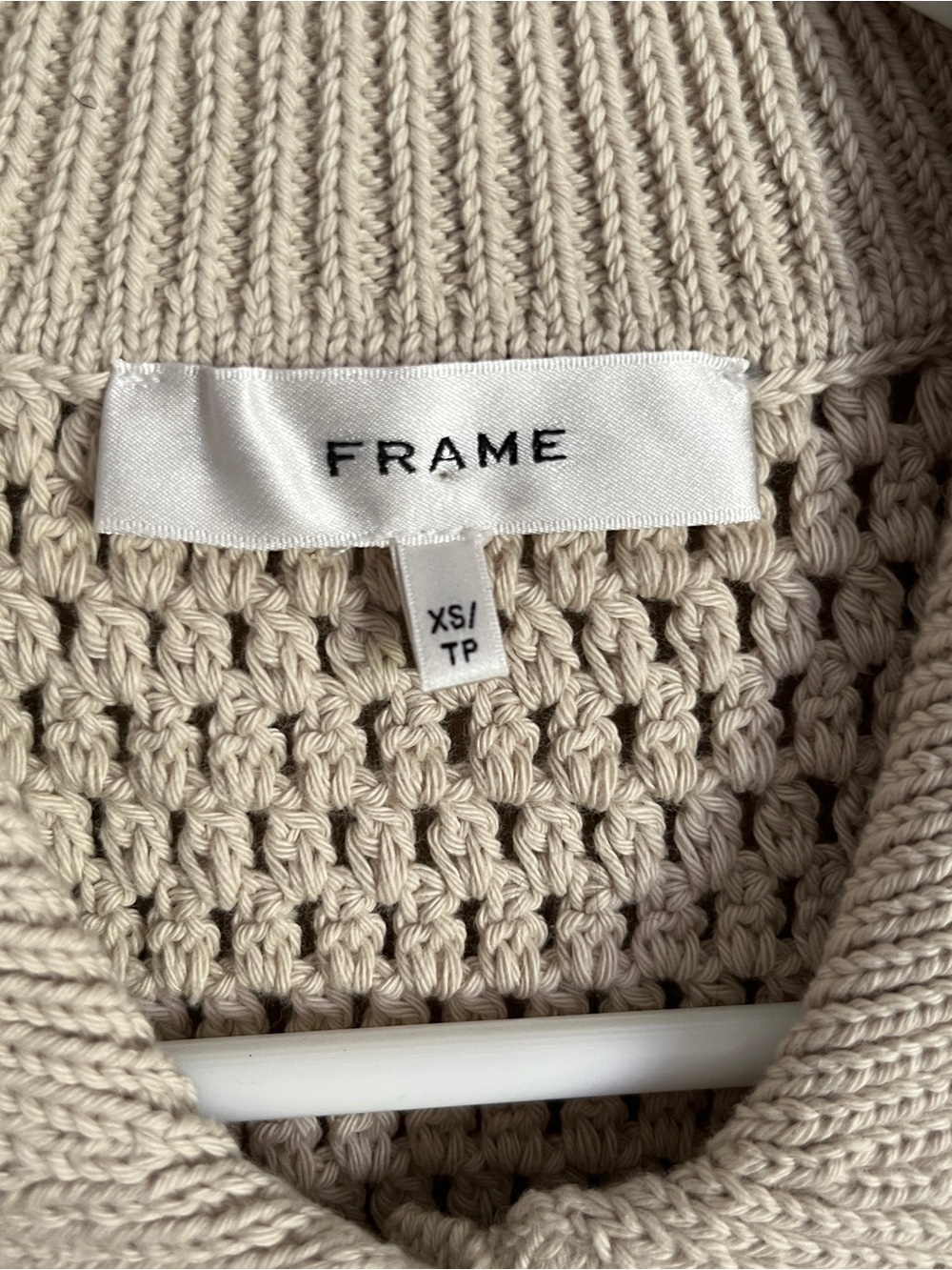 FRAME The Polo Crocheted Cotton Vest Tan Sz XS $378 MSRP - Picture 3 of 8